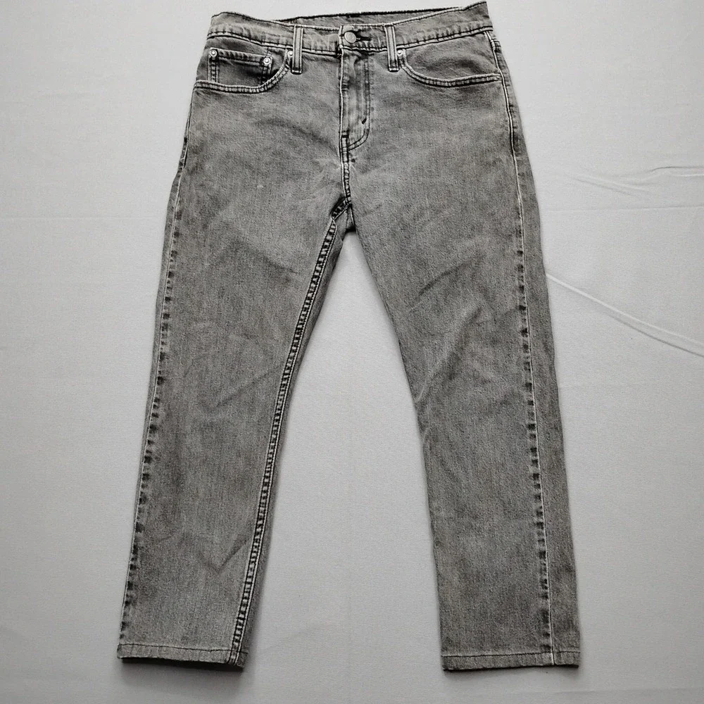 Levis 512 Slim Taper Jeans Mens 31x25 Gray Acid Wash Denim Pants Hemmed